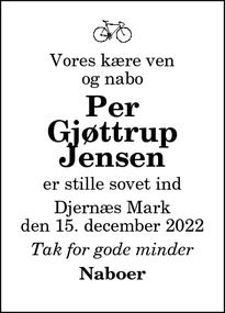 Dødsannoncen for Per Gjøttrup
Jensen - Thisted