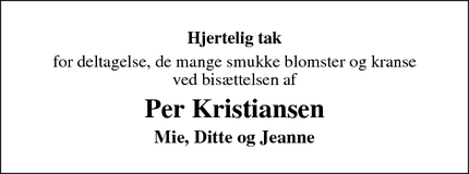 Taksigelsen for Per Kristiansen - Ølstykke