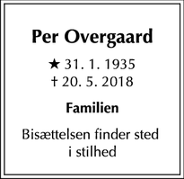 Dødsannoncen for Per Overgaard - Risskov