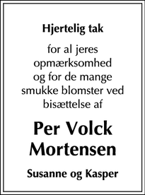 Taksigelsen for Per Volck Mortensen - Hvidovre