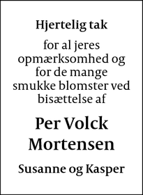 Taksigelsen for Per Volck Mortensen - Hvidovre