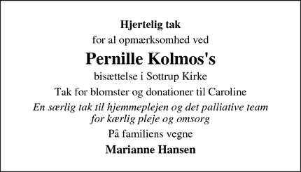 Taksigelsen for Pernille Kolmos's - Nordborg