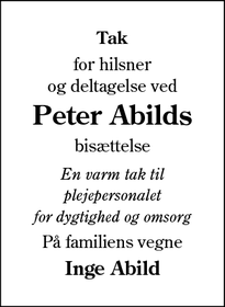 Taksigelsen for Peter Abild - tønder