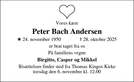 Dødsannoncen for Peter Bach Andersen - Odense