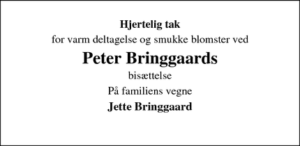 Taksigelsen for Peter Bringgaard - Sorø