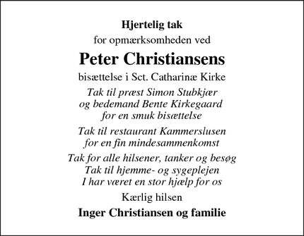 Taksigelsen for Peter Christiansens - Ribe