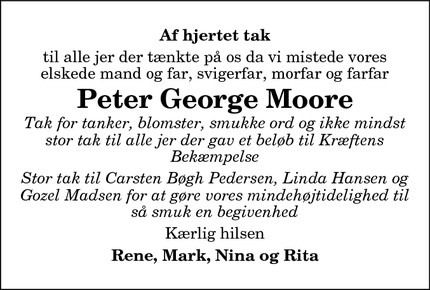 Taksigelsen for Peter George Moore - Hadsund