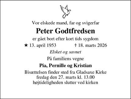 Dødsannoncen for Peter Godtfredsen - Gladsaxe 