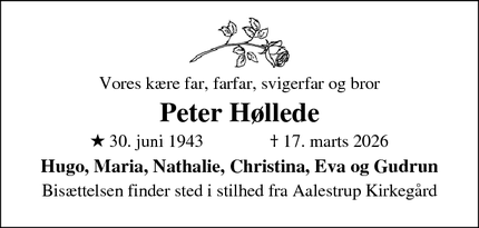 Dødsannoncen for Peter H&oslash;llede - Hørsholm