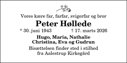 Dødsannoncen for Peter H&oslash;llede - Hørsholm