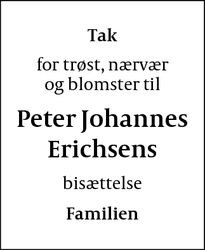 Taksigelsen for Peter Johannes
Erichsen - Gentofte