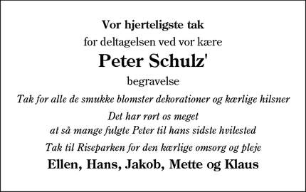 Taksigelsen for Peter Schulz - Tinglev