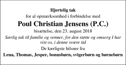 Taksigelsen for Poul Christian Jensens (P.C.) - storvorde