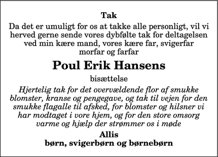 Taksigelsen for Poul Erik Hansens - Dronninglund