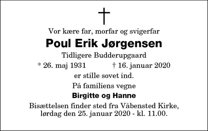 Dødsannoncen for Poul Erik Jørgensen - Nørreballe
