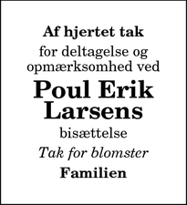 Taksigelsen for Poul Erik
Larsens - Odense