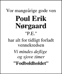 Dødsannoncen for Poul Erik Nørgaard - Silkeborg