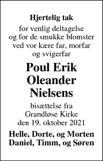 Taksigelsen for Poul Erik
Oleander
Nielsens - Holbæk