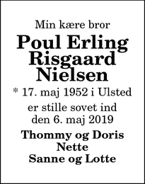 Dødsannoncen for Poul Erling Risgaard Nielsen - Hals