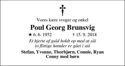 Dødsannoncen for Poul Georg Brunsvig - Silkeborg