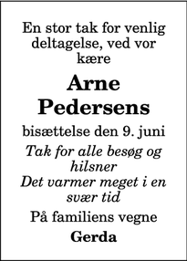 Taksigelsen for Arne Pedersen - Frederikshavn