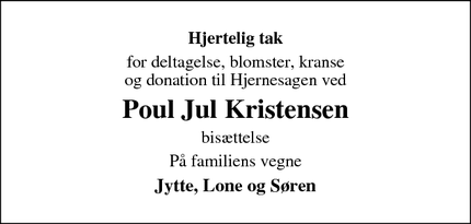 Taksigelsen for Poul Jul Kristensen - Jebjerg, 7870 Roslev