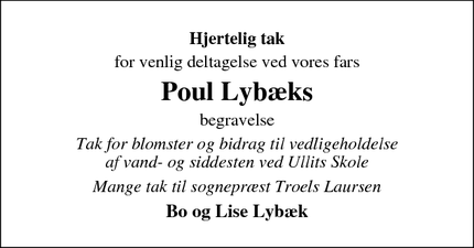 Taksigelsen for Poul Lybæks  - Foulum