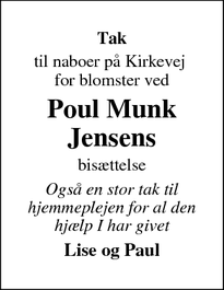 Taksigelsen for Poul Munk Jensens  - Tinglev
