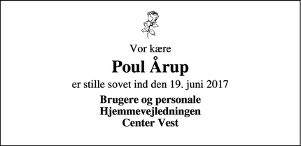 Dødsannoncen for Poul Årup - Ringkøbing
