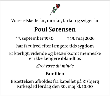 Dødsannoncen for Poul S&oslash;rensen - 2650