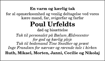 Taksigelsen for Poul Urfeldts - Terndrup