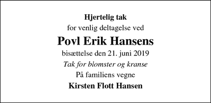 Taksigelsen for Povl Erik Hansens - Humlebæk