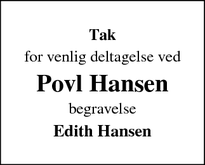 Taksigelsen for Povl Hansen - Taastrup