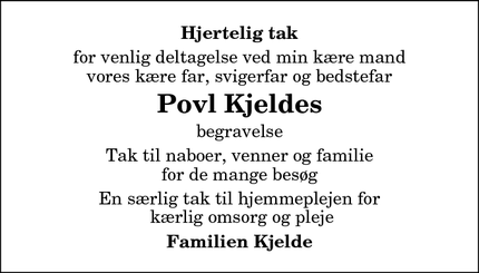 Taksigelsen for Povl Kjeldes - Aalborg