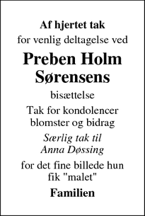 Taksigelsen for Preben Holm S&oslash;rensen - Nibe