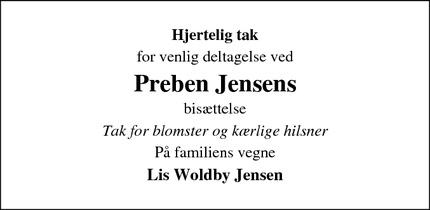 Taksigelsen for Preben Jensens - Malling