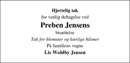 Taksigelsen for Preben Jensens - Malling