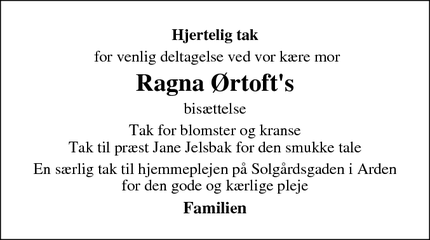 Taksigelsen for Ragna Ørtoft's - Hadsund