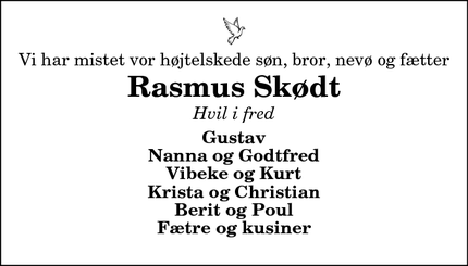 Dødsannoncen for Rasmus Skødt - Viborg