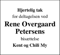 Taksigelsen for Rene Overgaard Petersens - Rødovre