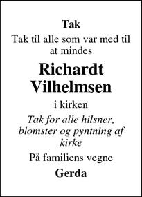 Taksigelsen for Richardt Vilhelmsen - Hvide Sande