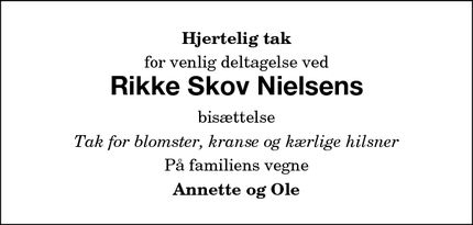 Taksigelsen for Rikke Skov Nielsen - Stubbekøbing