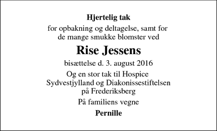 Taksigelsen for Rise Jessens - Esbjerg
