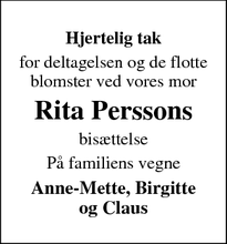 Taksigelsen for Rita Persson - Næstved