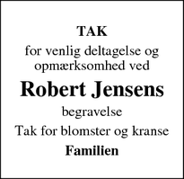 Taksigelsen for Robert Jensens - Veflinge, Danmark