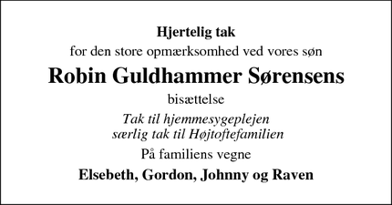 Taksigelsen for Robin Guldhammer S&oslash;rensen - Thisted