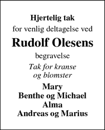 Taksigelsen for Rudolf Olesen - Holstebro