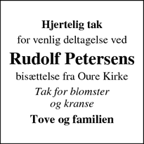 Taksigelsen for Rudolf Petersen - Oure
