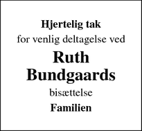 Taksigelsen for Ruth Bundgaards  - Kongens Lyngby
