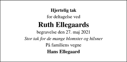 Taksigelsen for Ruth Ellegaards - Gørding